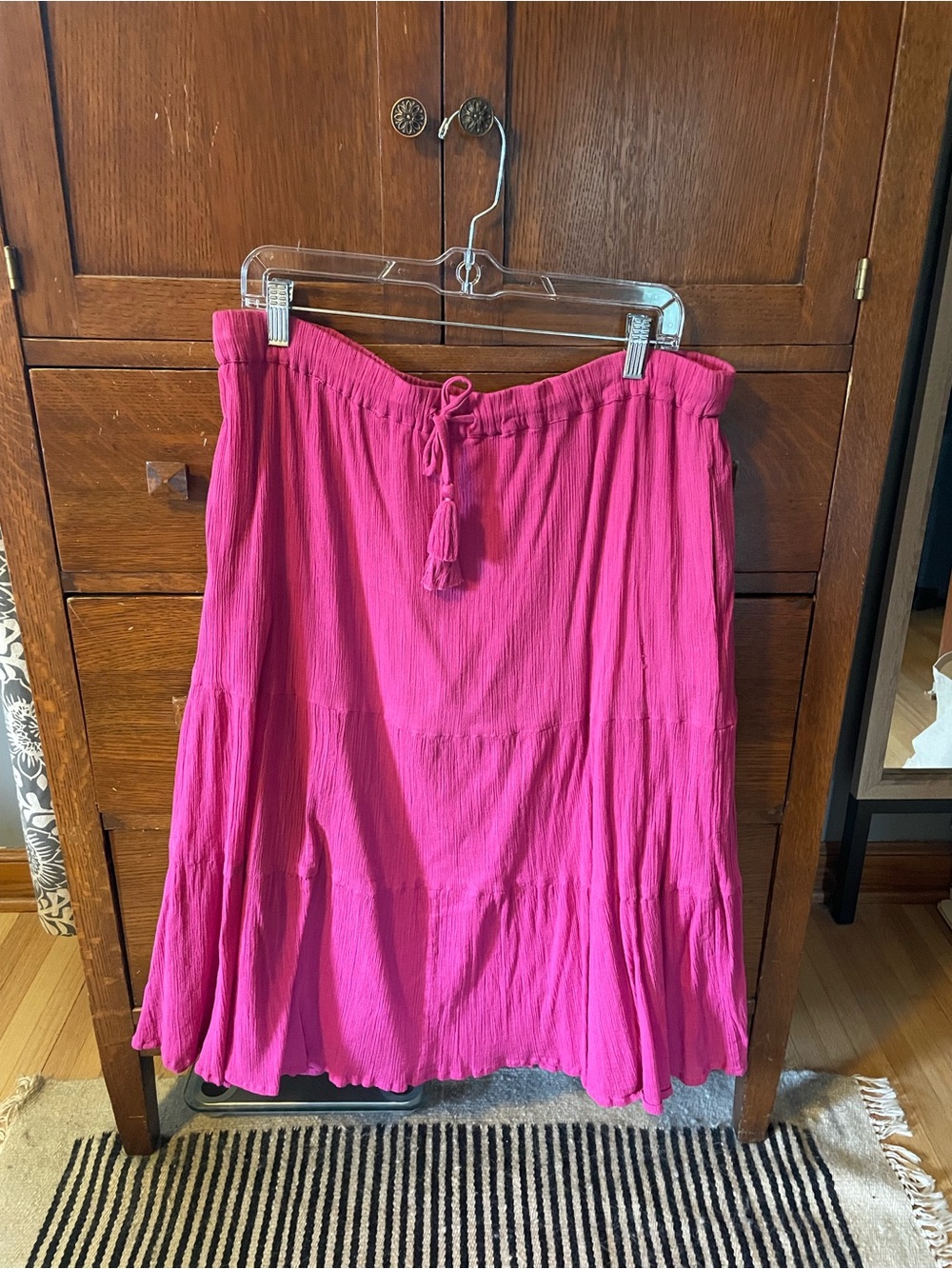Mille Resort Collection | Tiered Midi Skirt in Pink | Fit is like a Large